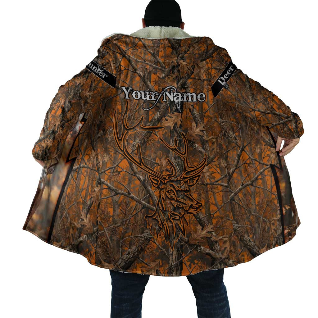 Personalized Deer Hunter Cloak Antler Outline and Autumn Camouflage Hunting
