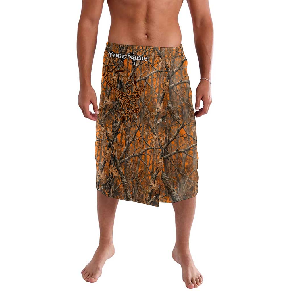 Personalized Deer Hunter Lavalava Antler Outline and Autumn Camouflage Hunting