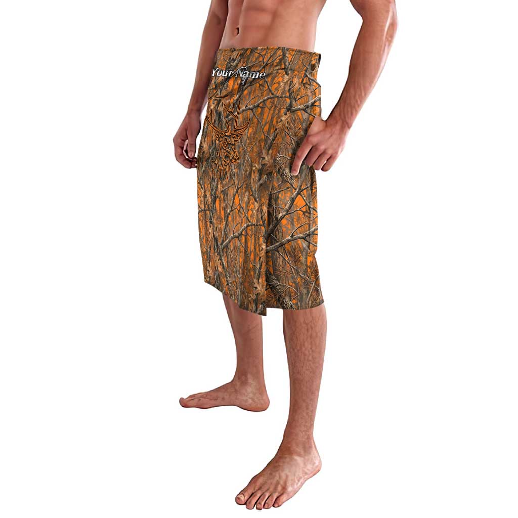 Personalized Deer Hunter Lavalava Antler Outline and Autumn Camouflage Hunting