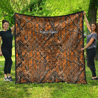 Personalized Deer Hunter Quilt Antler Outline and Autumn Camouflage Hunting