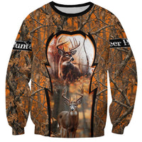 Personalized Deer Hunter Sweatshirt Antler Outline and Autumn Camouflage Hunting