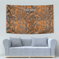 Personalized Deer Hunter Tapestry Antler Outline and Autumn Camouflage Hunting