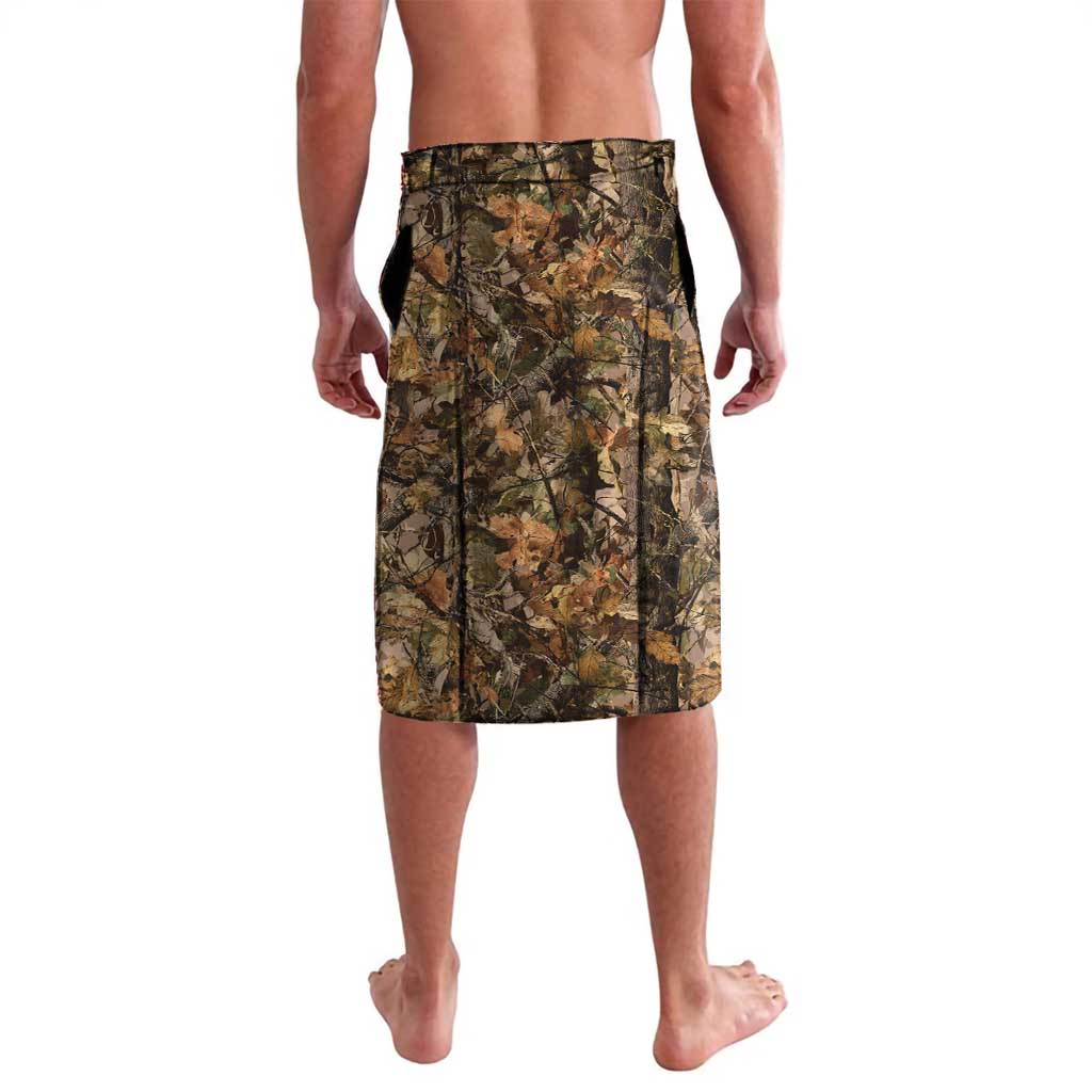 Personalized Buck Deer Hunting Lavalava American Flag Sunset Forest in Camouflage