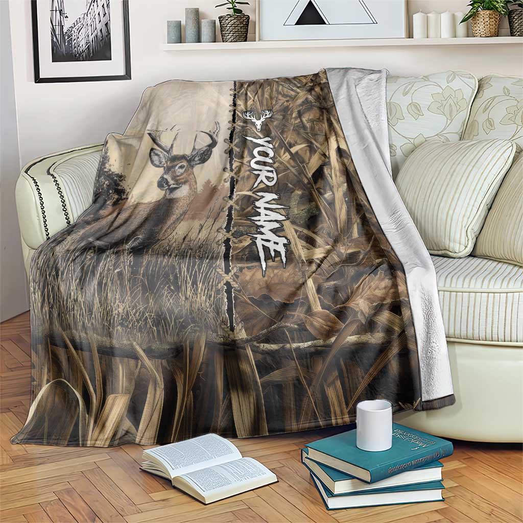 Personalized Born to Hunt Blanket Deer Hunting Lacing Detail and Camo Traditional