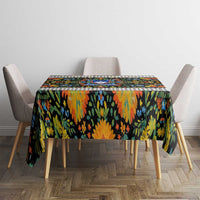 Slovenia Folk Art Tablecloth Bright Floral Pattern with National Crest Emblem
