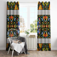 Slovenia Folk Art Window Curtain Bright Floral Pattern with National Crest Emblem