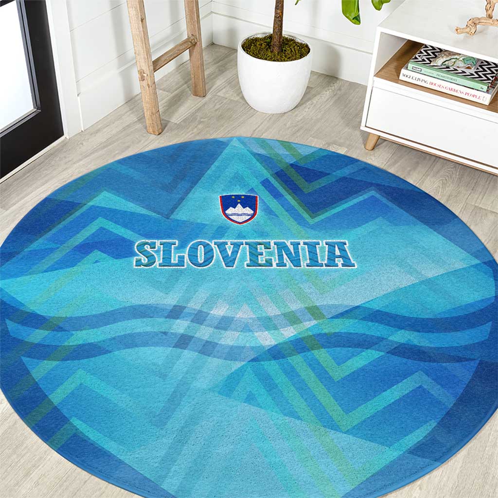 Slovenia Sport Round Carpet Alpine-Inspired Design with National Crest