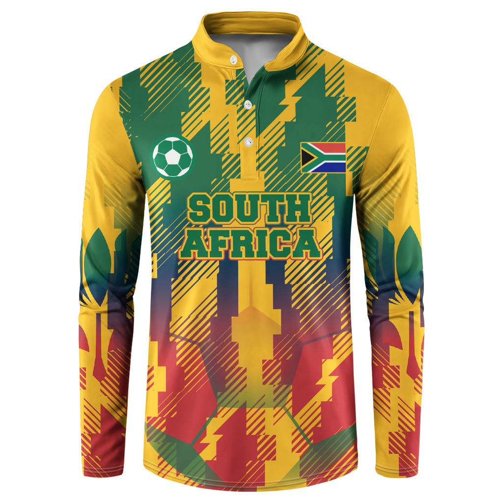 Personalized South Africa Football Button Sweatshirt South African Flag Inspiration - Soccer Graphic Bold Color Blocks