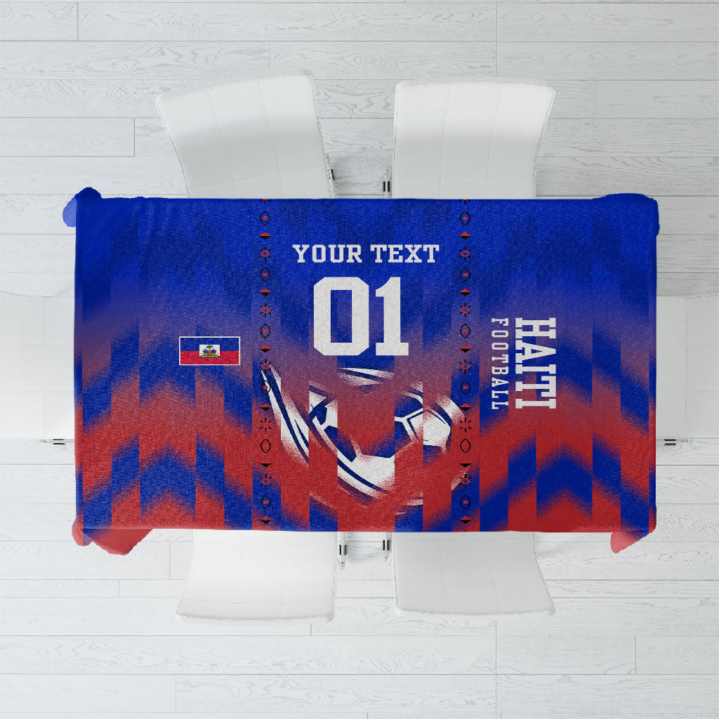 Personalized Haiti Football Tablecloth Brush Stroke Soccer Graphic Flag Colors