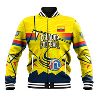 Personalized Ecuador Football Baseball Jacket Dynamic Line Soccer Graphic Flag Colors