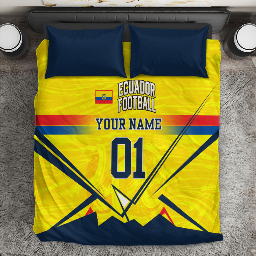 Personalized Ecuador Football Bedding Set Dynamic Line Soccer Graphic Flag Colors