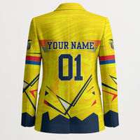 Personalized Ecuador Football Blazer Dynamic Line Soccer Graphic Flag Colors