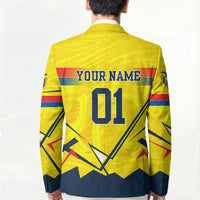 Personalized Ecuador Football Blazer Dynamic Line Soccer Graphic Flag Colors