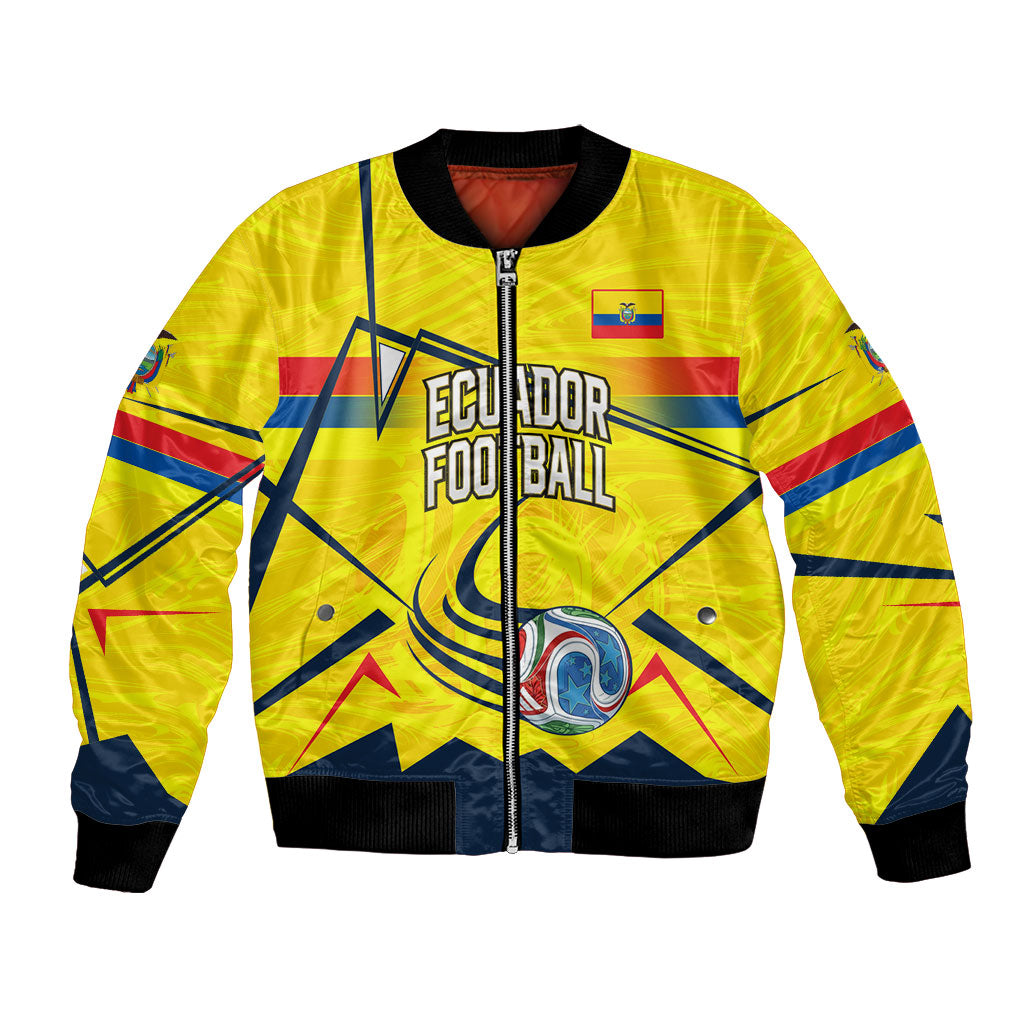 Personalized Ecuador Football Bomber Jacket Dynamic Line Soccer Graphic Flag Colors