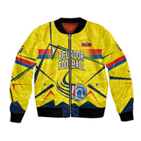 Personalized Ecuador Football Bomber Jacket Dynamic Line Soccer Graphic Flag Colors