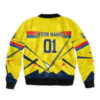 Personalized Ecuador Football Bomber Jacket Dynamic Line Soccer Graphic Flag Colors