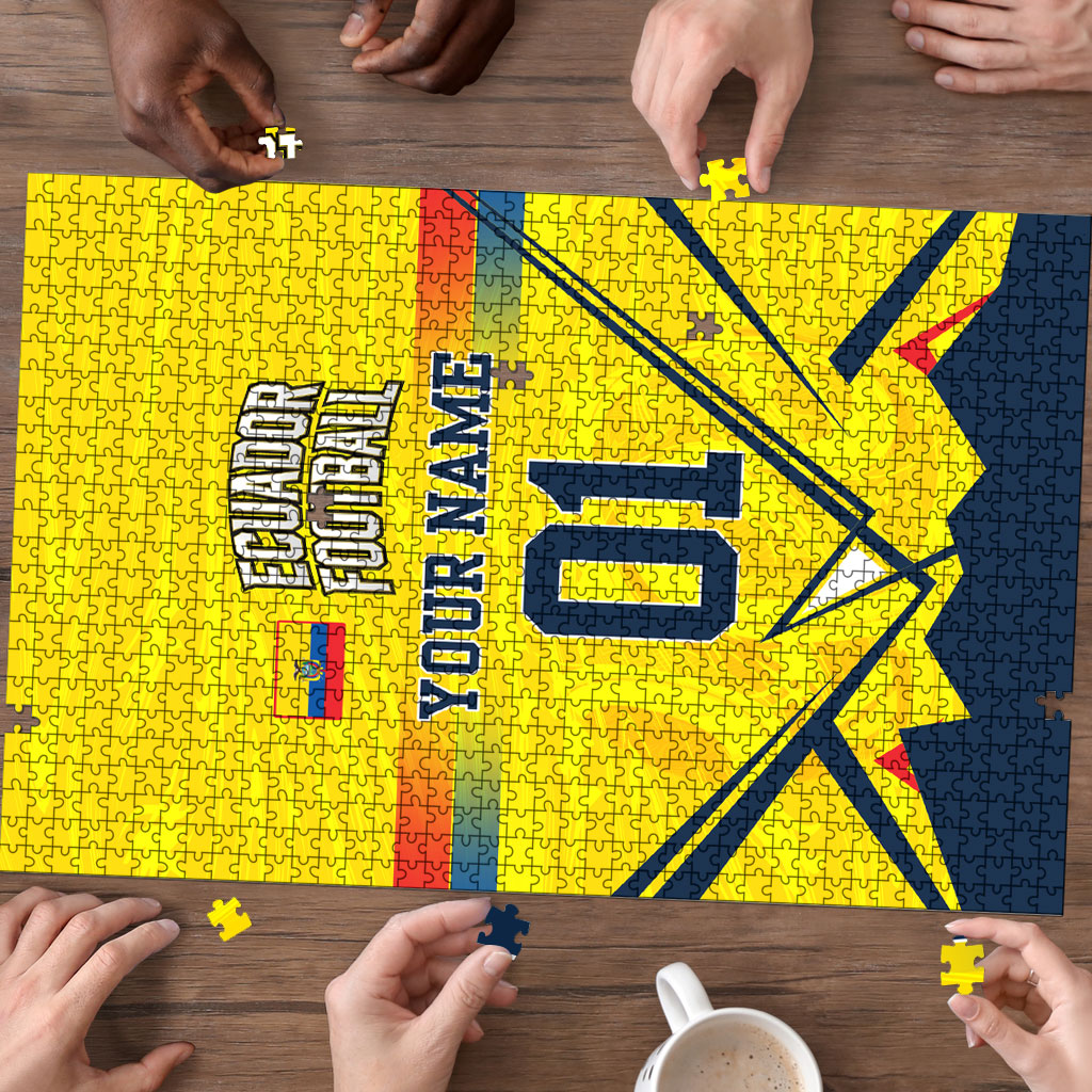 Personalized Ecuador Football Puzzle Dynamic Line Soccer Graphic Flag Colors