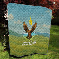 Mongolia Quilt with Eagle Map Eternal Blue Sky Steppe Spirit