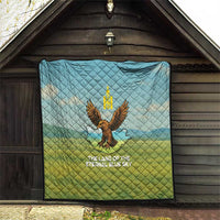Mongolia Quilt with Eagle Map Eternal Blue Sky Steppe Spirit