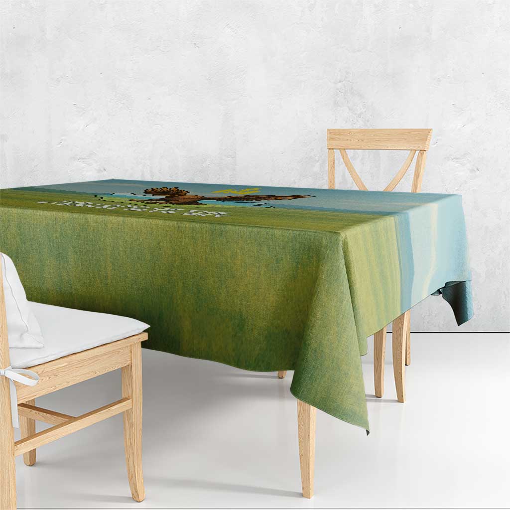 Mongolia Tablecloth with Eagle Map Eternal Blue Sky Steppe Spirit
