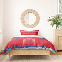 Mongolia Bedding Set with Soyombo Dragon Sun Red Blue Tradition Spirit