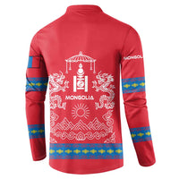 Mongolia Button Sweatshirt with Soyombo Dragon Sun Red Blue Tradition Spirit