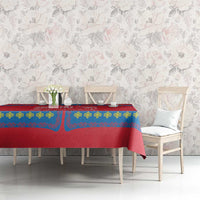 Mongolia Tablecloth with Soyombo Dragon Sun Red Blue Tradition Spirit