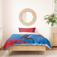 Mongolia Bedding Set with Eagle Strong Wild Free Red Blue Brush Spirit
