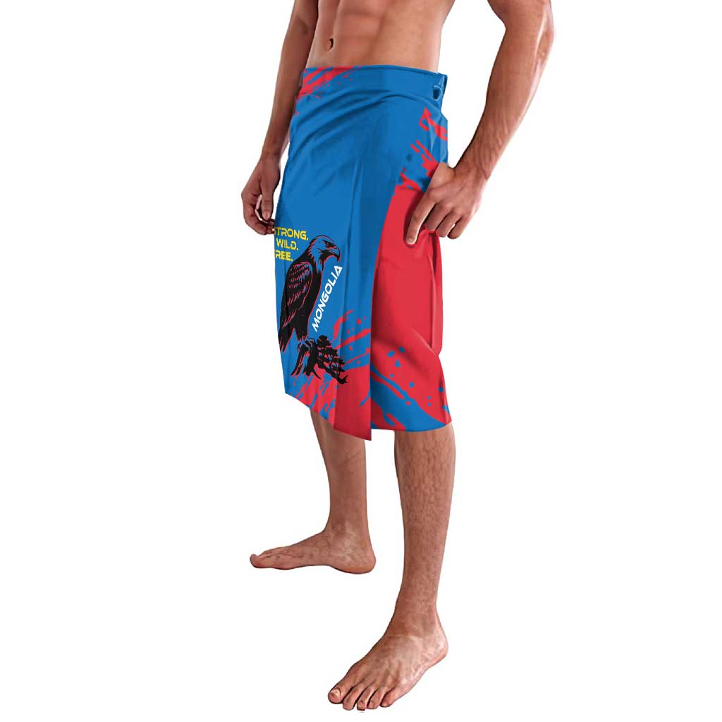 Mongolia Lavalava with Eagle Strong Wild Free Red Blue Brush Spirit
