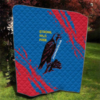 Mongolia Quilt with Eagle Strong Wild Free Red Blue Brush Spirit