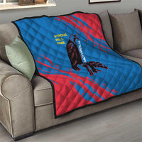 Mongolia Quilt with Eagle Strong Wild Free Red Blue Brush Spirit