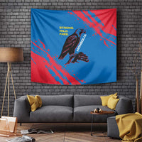 Mongolia Tapestry with Eagle Strong Wild Free Red Blue Brush Spirit