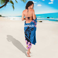 Mongolia Sarong with Floral Wolf Pink Blossom Blue Sky Spirit
