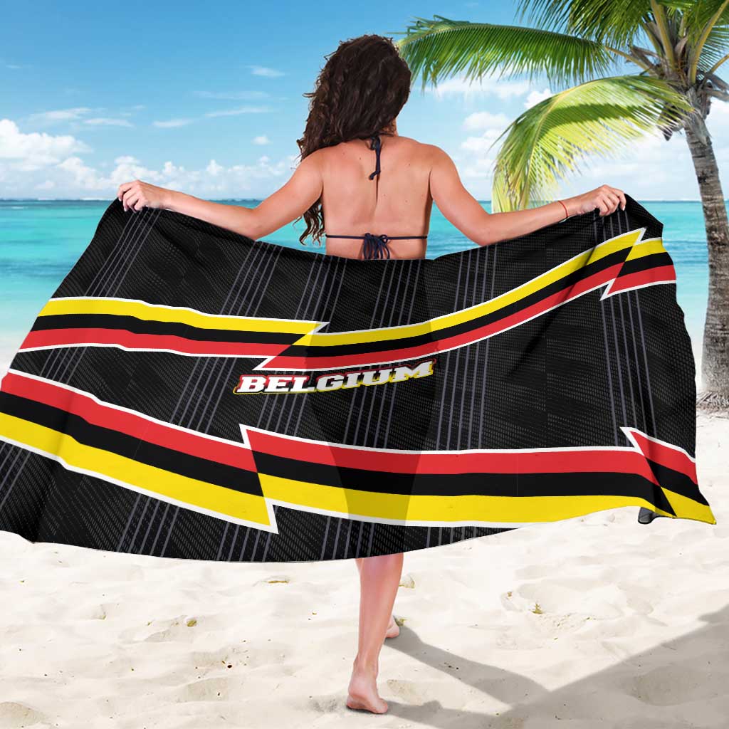 Belgium flag sarong wrap, black with red and yellow lightning stripe design
