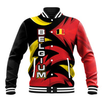 Multicolor baseball jacket with Belgian crest graphic, ribbed striped collar and cuffs
