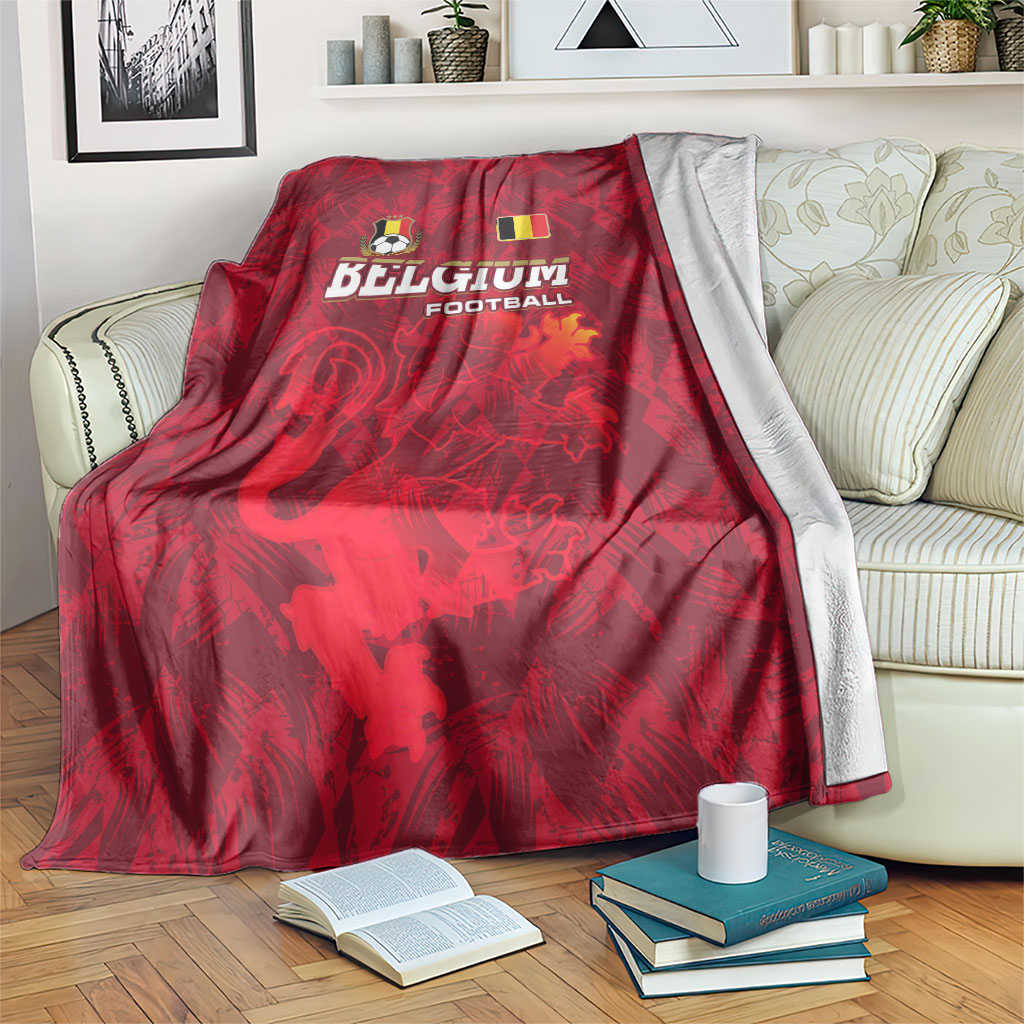 Belgium Blanket with Football Red Map Crest Rose Spirit
