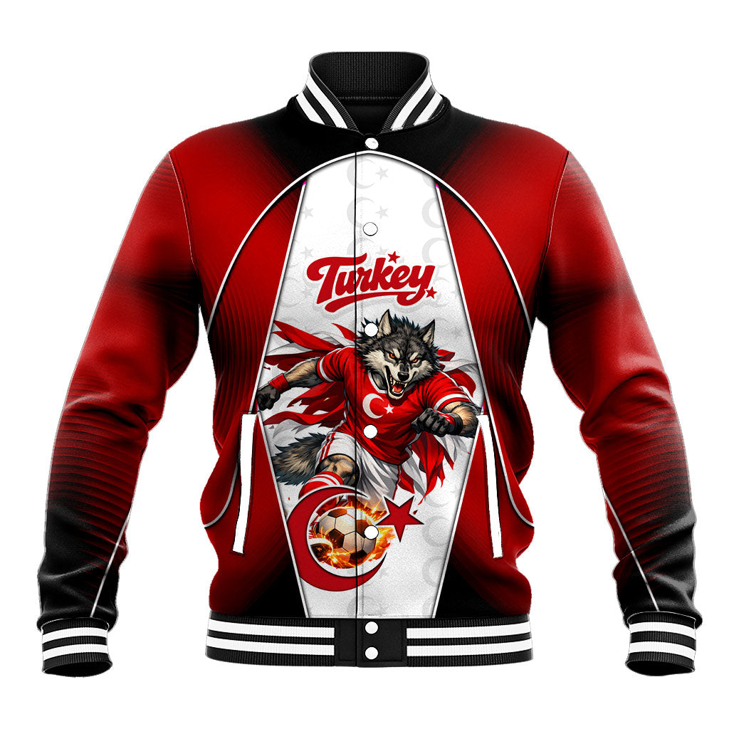 Personalized Turkey Football Grey Wolf Baseball Jacket Turkish Mascot Soccer Ball Burst