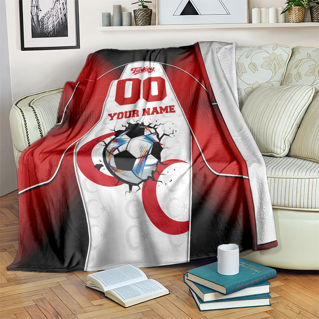 Personalized Turkey Football Grey Wolf Blanket Turkish Mascot Soccer Ball Burst