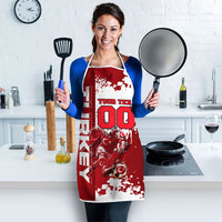 Personalized Turkey Football Apron Turkish Flag Grey Wolf Skyline