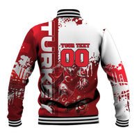 Personalized Turkey Football Baseball Jacket Turkish Flag Grey Wolf Skyline