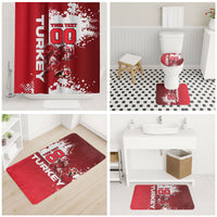 Personalized Turkey Football Bathroom Set Turkish Flag Grey Wolf Skyline