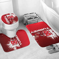 Personalized Turkey Football Bathroom Set Turkish Flag Grey Wolf Skyline