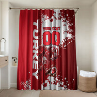 Personalized Turkey Football Bathroom Set Turkish Flag Grey Wolf Skyline
