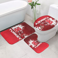 Personalized Turkey Football Bathroom Set Turkish Flag Grey Wolf Skyline