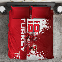 Personalized Turkey Football Bedding Set Turkish Flag Grey Wolf Skyline