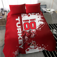 Personalized Turkey Football Bedding Set Turkish Flag Grey Wolf Skyline
