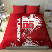 Personalized Turkey Football Bedding Set Turkish Flag Grey Wolf Skyline