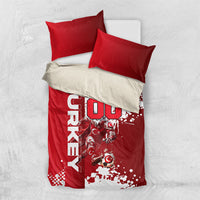 Personalized Turkey Football Bedding Set Turkish Flag Grey Wolf Skyline