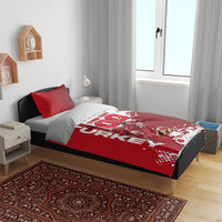Personalized Turkey Football Bedding Set Turkish Flag Grey Wolf Skyline