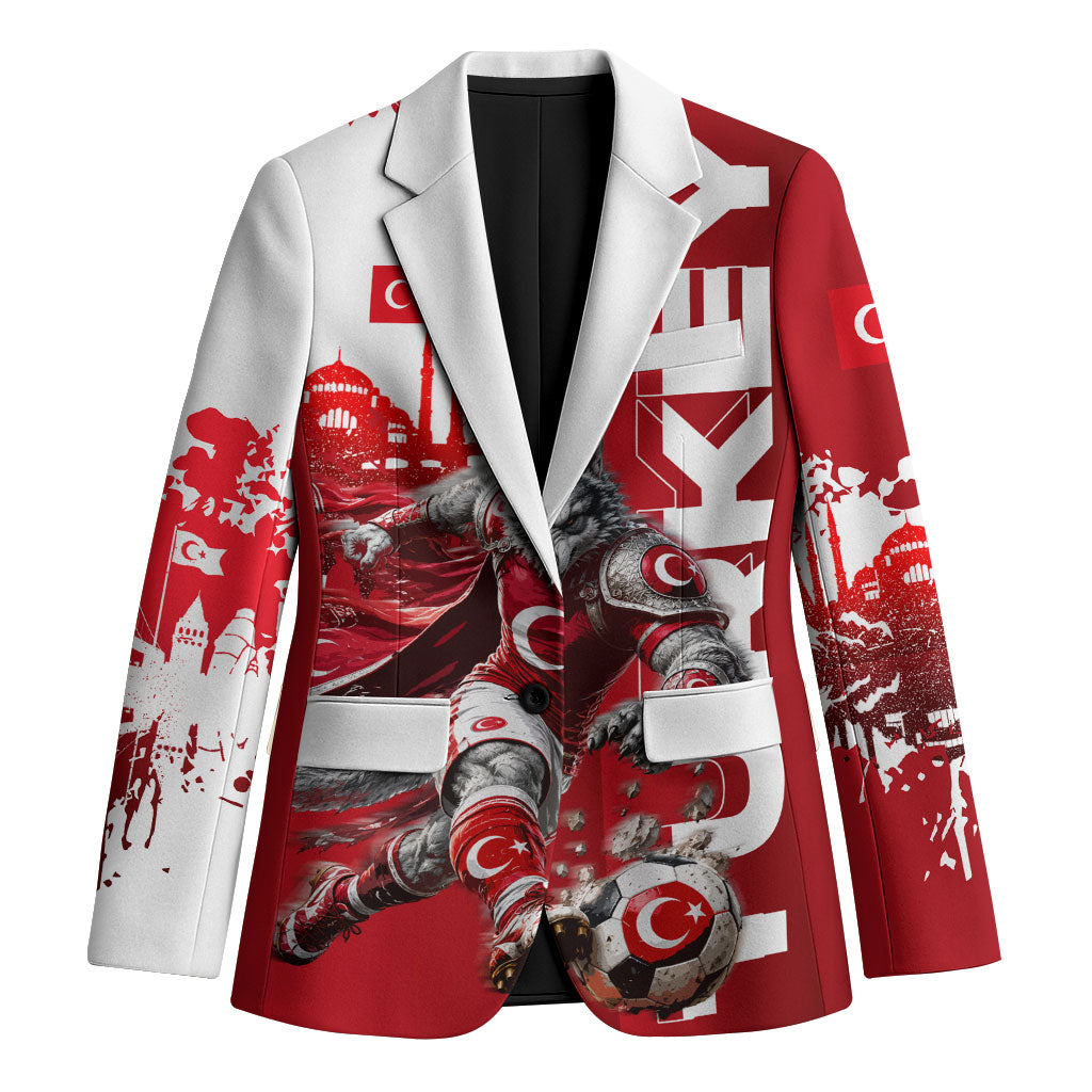 Personalized Turkey Football Blazer Turkish Flag Grey Wolf Skyline
